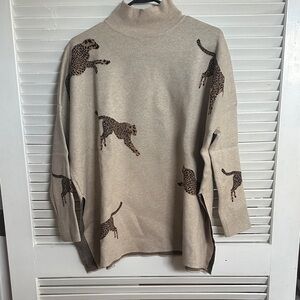 Leopard Print Beige Sweater